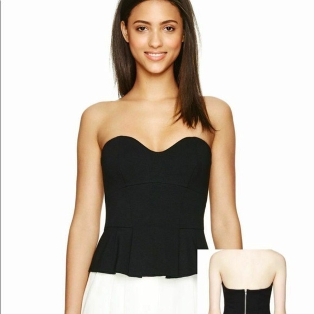 BABATON Black Bustier Peplum Top